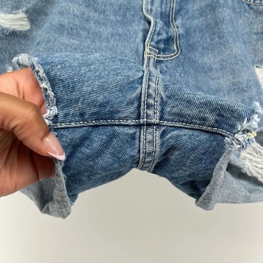 Arizona Jean Co High Rise Distressed Denim Shorts Juniors 11 Blue Cutoff - Picture 4 of 14